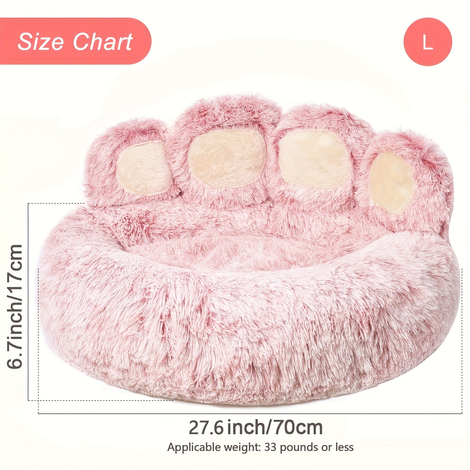Upgraded Donut Dog Bed with Standing Paw - Plush Pink Pet Bed, Non-Slip Base, for Small/Medium Dogs & Cats - Cozy Cushioned Bed for Joint Support & Posture - Ideal for Poodles, Chihuahuas, Shih Tzus - Easy-Clean Indoor/Outdoor Use, Stylish Pet Furniture,