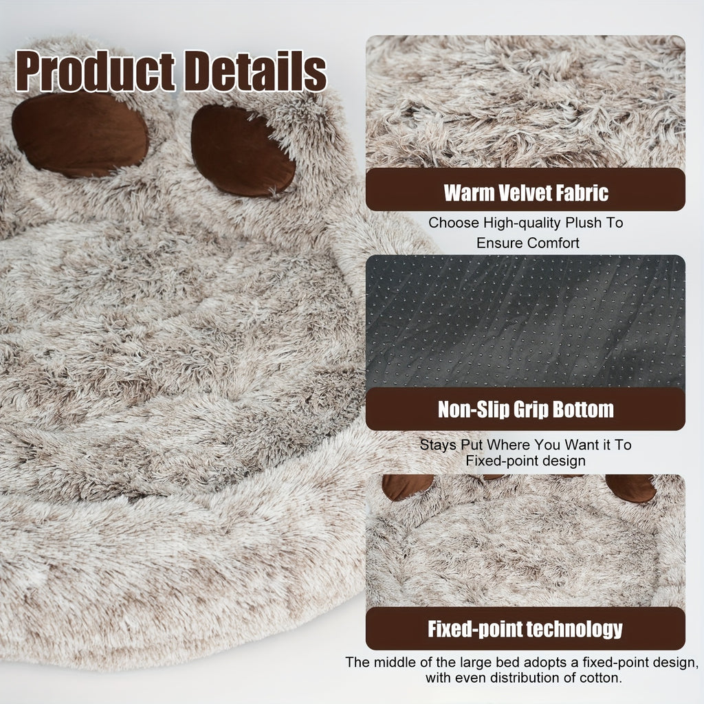 Cute Bear Paw Shaped Dog Bed And Cat Bed, Calm Donut Dog Bed, Warm And Comfortable Soft Dog Round Bed, Plush Dog And Cat Mattress Bed. Give Your Youngsters A Warm And Comfortable Mattress!