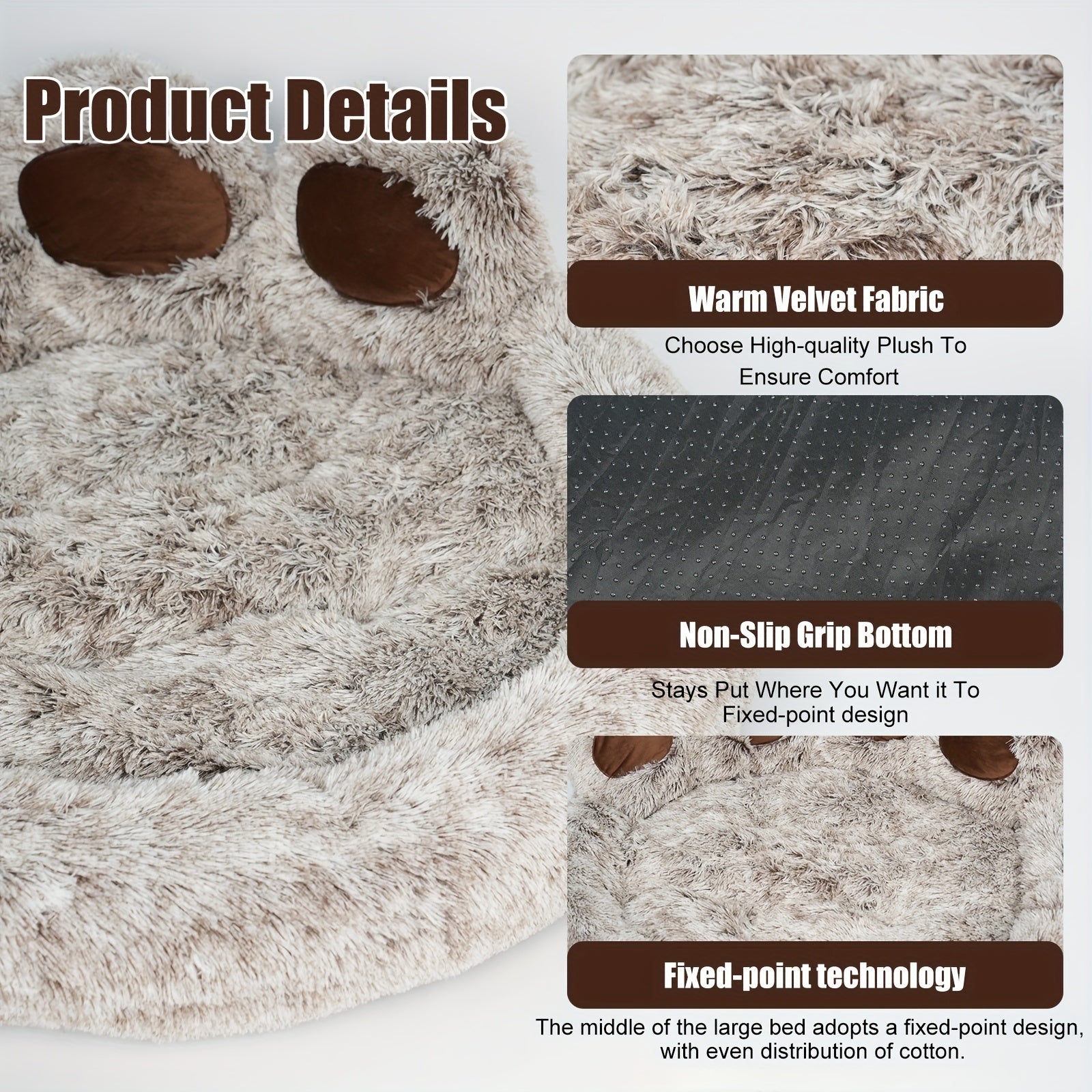 Cute Bear Paw Shaped Dog Bed And Cat Bed, Calm Donut Dog Bed, Warm And Comfortable Soft Dog Round Bed, Plush Dog And Cat Mattress Bed. Give Your Youngsters A Warm And Comfortable Mattress!