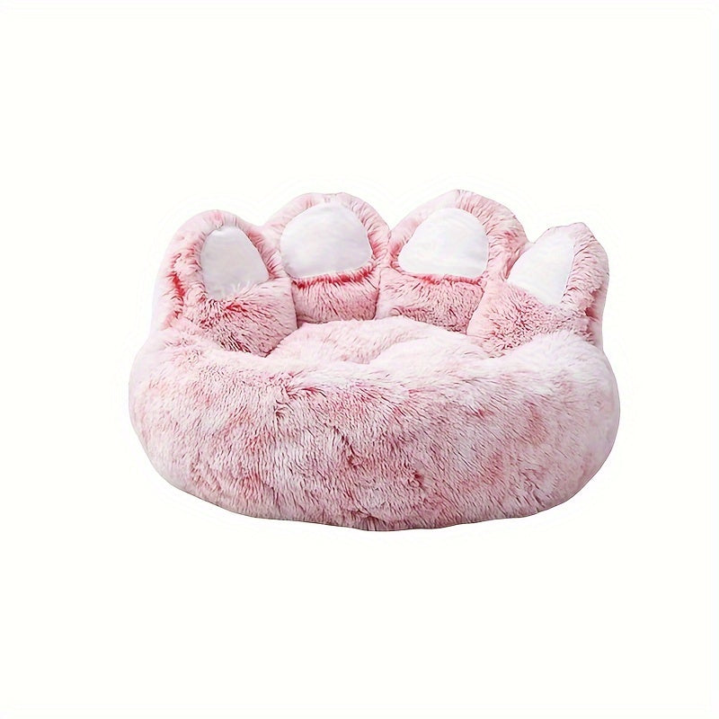 Ultra-Cozy Bear Paw Pet Bed - Luxurious Long Plush Dog Sleep Haven - Cloud-Soft Snuggle Cushion Sofa - Designed for Furry Friends - Adorable Bear Paw Shape