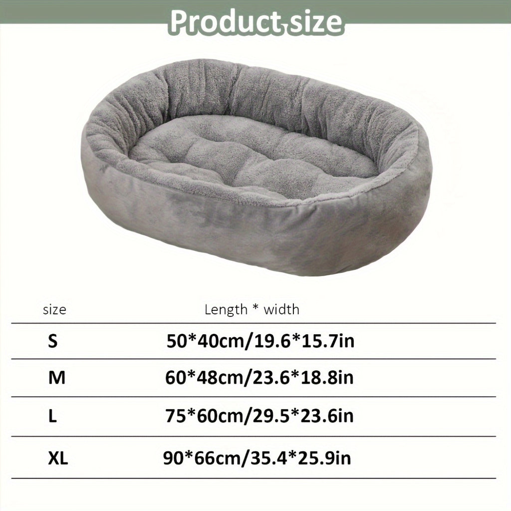 Cozy Plush Polypropylene 1pc Oval Pet Bed - Warm Dog Resting Pad for Extra Small to Medium Breeds - Non-Assembled
