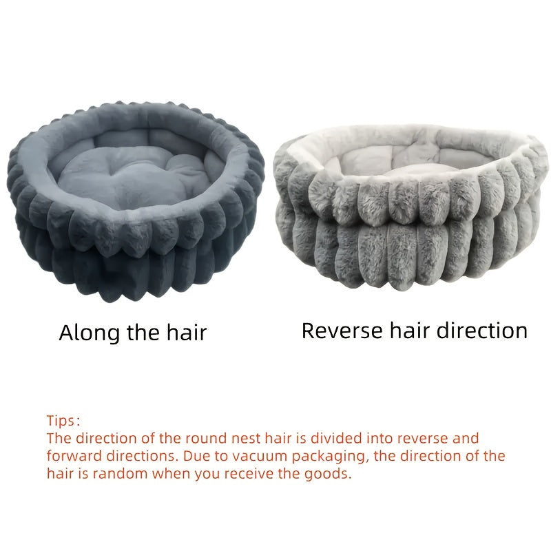 [Plush Pet Nest] High-Quality Plush Pet Bed, Cozy Round Cat Nest & Dog Nest | Machine Washable, Warmth-Retaining White Faux Fur, Perfect for Small to Medium Pets, Pet Nesting Furniture
