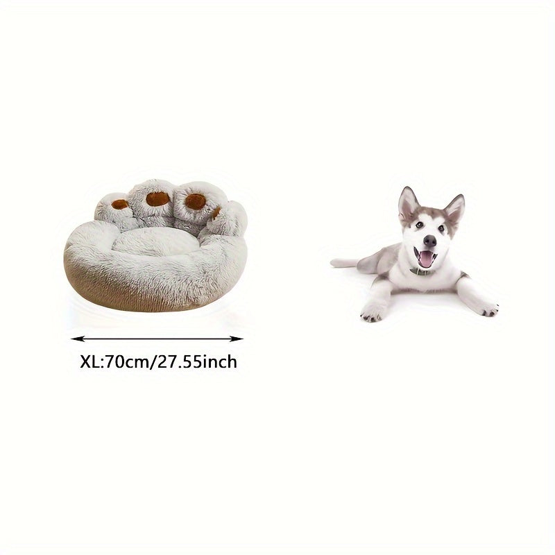 Ultra-Cozy Bear Paw Pet Bed - Luxurious Long Plush Dog Sleep Haven - Cloud-Soft Snuggle Cushion Sofa - Designed for Furry Friends - Adorable Bear Paw Shape