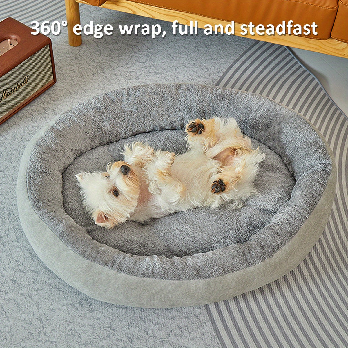 Cozy Plush Polypropylene 1pc Oval Pet Bed - Warm Dog Resting Pad for Extra Small to Medium Breeds - Non-Assembled