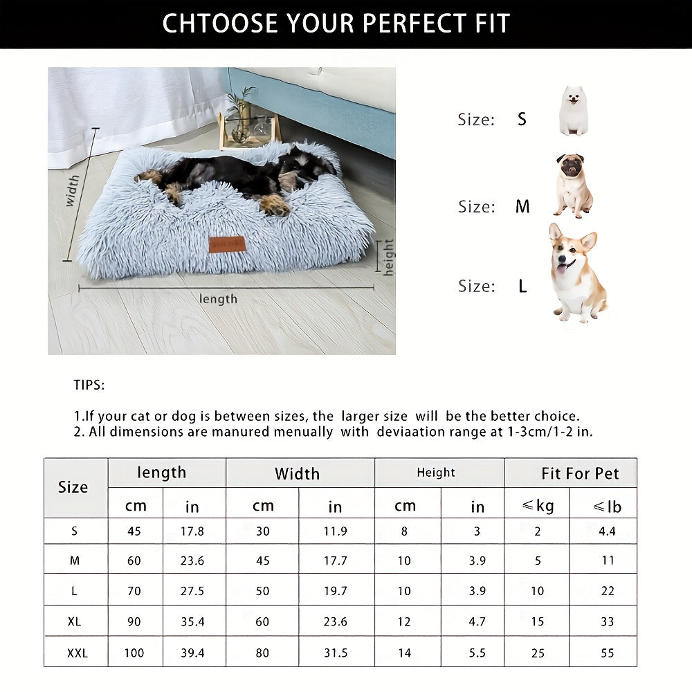 1pc Extra Large Fleece Lined Dog Bed & Cat Mat - Thickened Comfortable Warm Polyester, Easy to Remove & Washable, Square Design for All Dog Breeds & Sizes, Pet Bedding, Cozy Pet Furniture, Plush Pet Furniture, Durable Pet Furniture