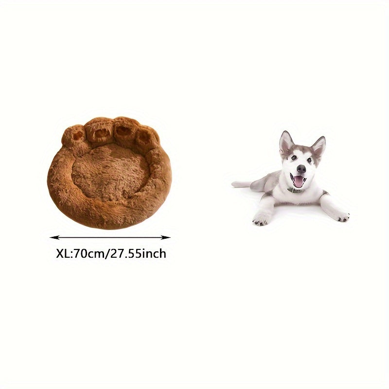 Ultra-Cozy Bear Paw Pet Bed - Luxurious Long Plush Dog Sleep Haven - Cloud-Soft Snuggle Cushion Sofa - Designed for Furry Friends - Adorable Bear Paw Shape
