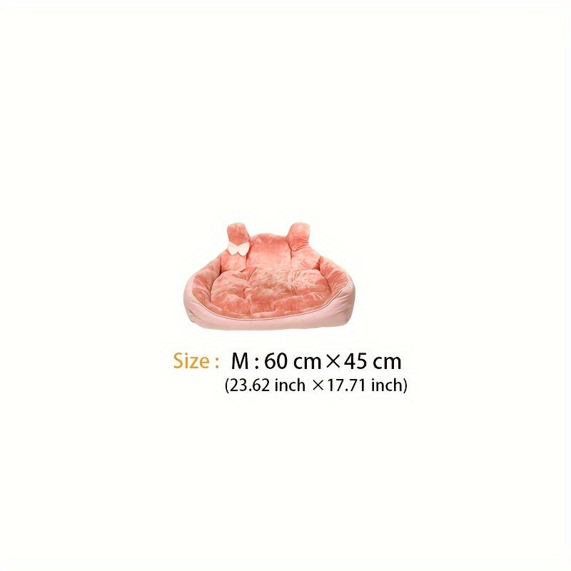 Cozy Pet Bed - Plush Ear Design Kennel, Winter Warm Cat Mat, Sleeping Sofa for Cats & Dogs