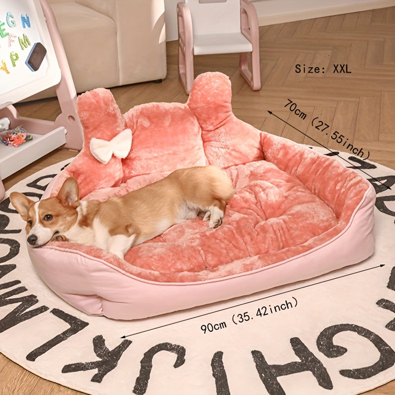 Cozy Pet Bed - Plush Ear Design Kennel, Winter Warm Cat Mat, Sleeping Sofa for Cats & Dogs
