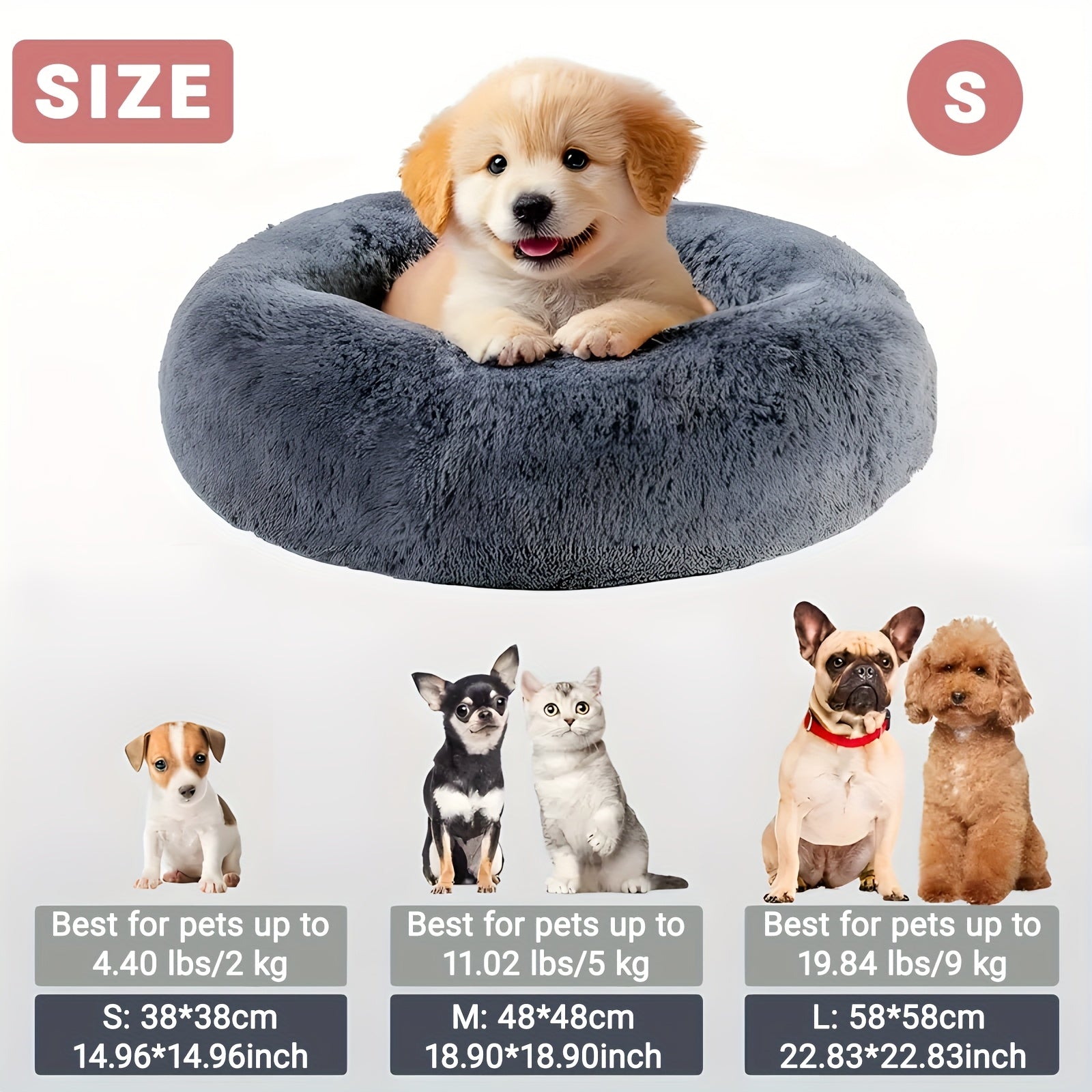 [2025 Upgrade]Ultimate Calming Plush Pet Cushion Sofa Bed Dog Bed - Heavenly Fluffy Pillow Nest for Cats & Small to Medium Dogs - Ultra-Soft Comfortable Nesting Haven