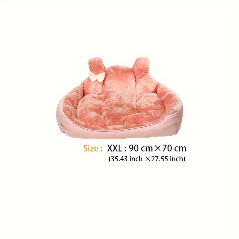 Cozy Pet Bed - Plush Ear Design Kennel, Winter Warm Cat Mat, Sleeping Sofa for Cats & Dogs