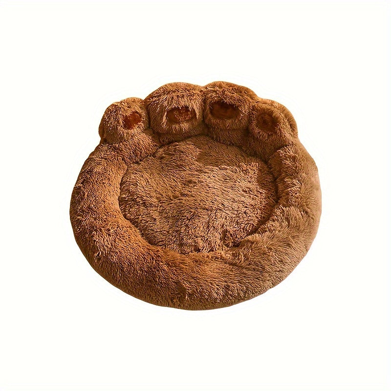 Ultra-Cozy Bear Paw Pet Bed - Luxurious Long Plush Dog Sleep Haven - Cloud-Soft Snuggle Cushion Sofa - Designed for Furry Friends - Adorable Bear Paw Shape