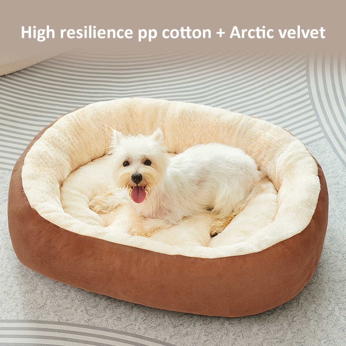 Cozy Plush Polypropylene 1pc Oval Pet Bed - Warm Dog Resting Pad for Extra Small to Medium Breeds - Non-Assembled