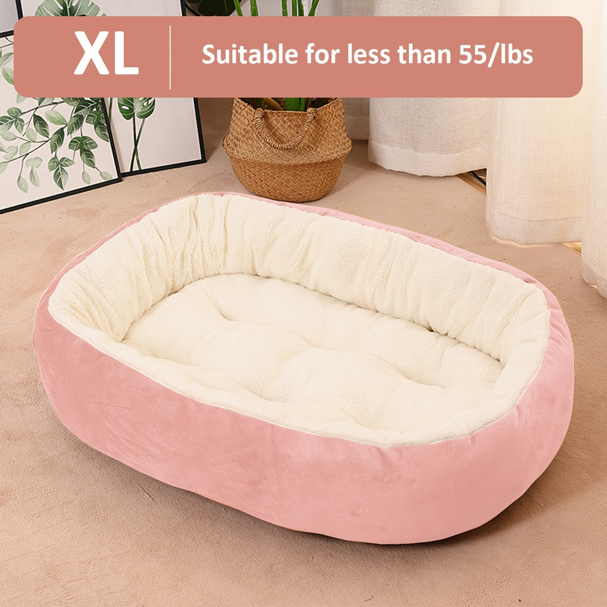 Cozy Plush Polypropylene 1pc Oval Pet Bed - Warm Dog Resting Pad for Extra Small to Medium Breeds - Non-Assembled