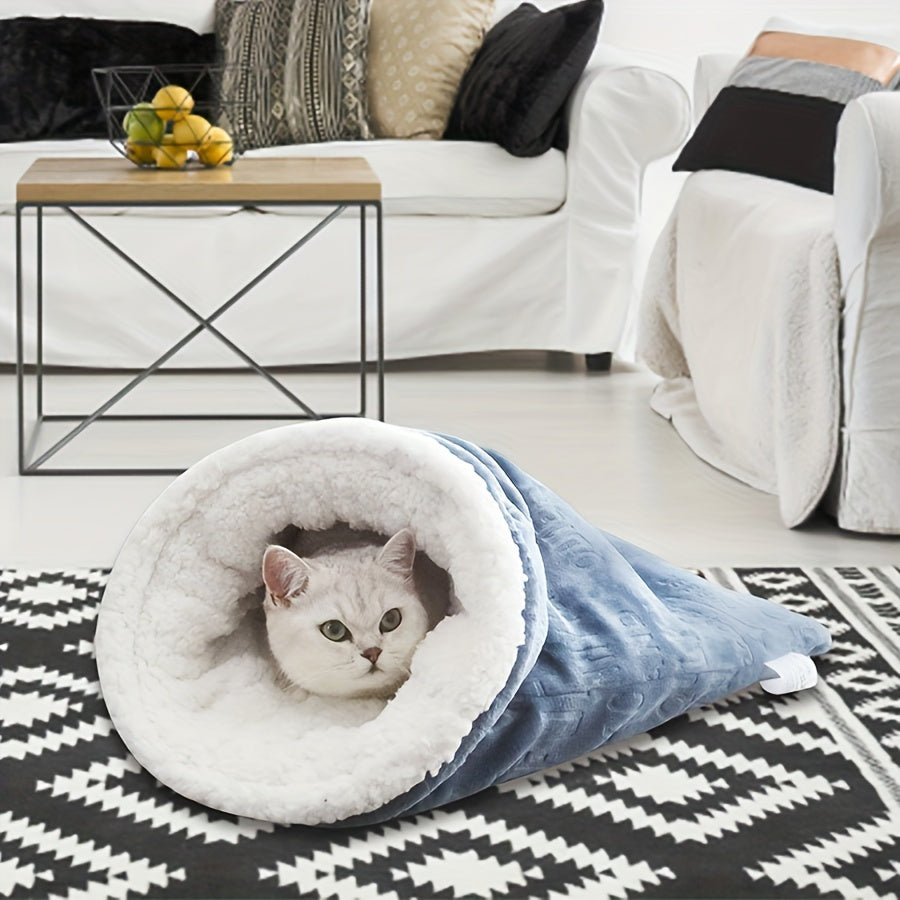 Cozy Flannel Warm Cat Bed - Cat Cave Bed for Indoor Cats, Sleeping, Relax, Play - Washable, Suitable for Small Cats, Christmas Gift