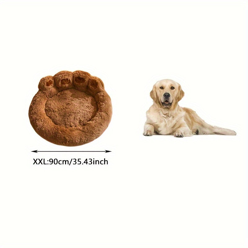 Ultra-Cozy Bear Paw Pet Bed - Luxurious Long Plush Dog Sleep Haven - Cloud-Soft Snuggle Cushion Sofa - Designed for Furry Friends - Adorable Bear Paw Shape