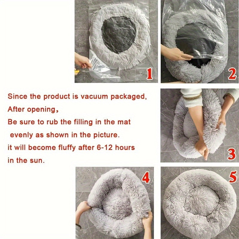 1pc Winter Warm Cat & Dog Bed - Soft Coral Fleece Round Pet Mattress with Plush Polyester Fill, Washable Cozy Bed for Small/Medium Pets, Soothing Comfort for Cats & Dogs, Durable & Easy-Clean Design, Pet Beds for Cats, Cat Warming Bed, Dog Crate Bed Mat,