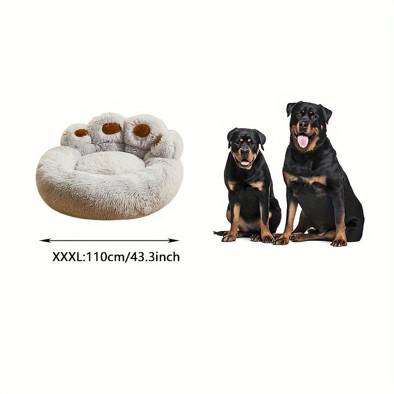 Ultra-Cozy Bear Paw Pet Bed - Luxurious Long Plush Dog Sleep Haven - Cloud-Soft Snuggle Cushion Sofa - Designed for Furry Friends - Adorable Bear Paw Shape