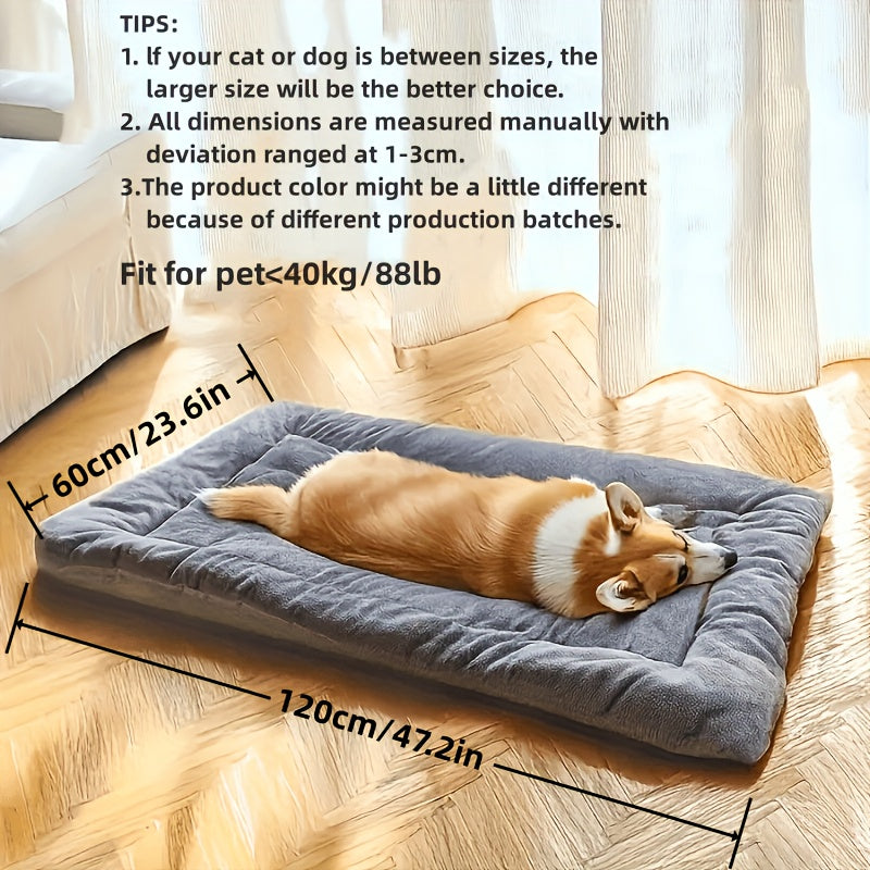 Extra Large Plush Dog Bed Sofa Cat Nest Dog Cage Mat, Thickened Super Soft Polyester Pet Mat, Suitable for Small, Medium and Large Cats and Dogs - Cute Rectangular Sofa
