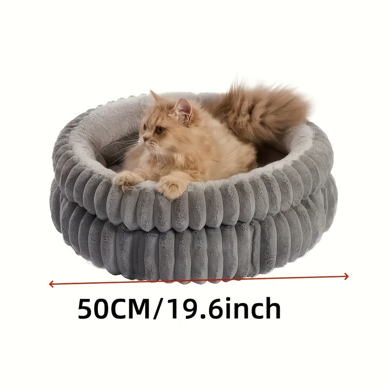 [Plush Pet Nest] High-Quality Plush Pet Bed, Cozy Round Cat Nest & Dog Nest | Machine Washable, Warmth-Retaining White Faux Fur, Perfect for Small to Medium Pets, Pet Nesting Furniture