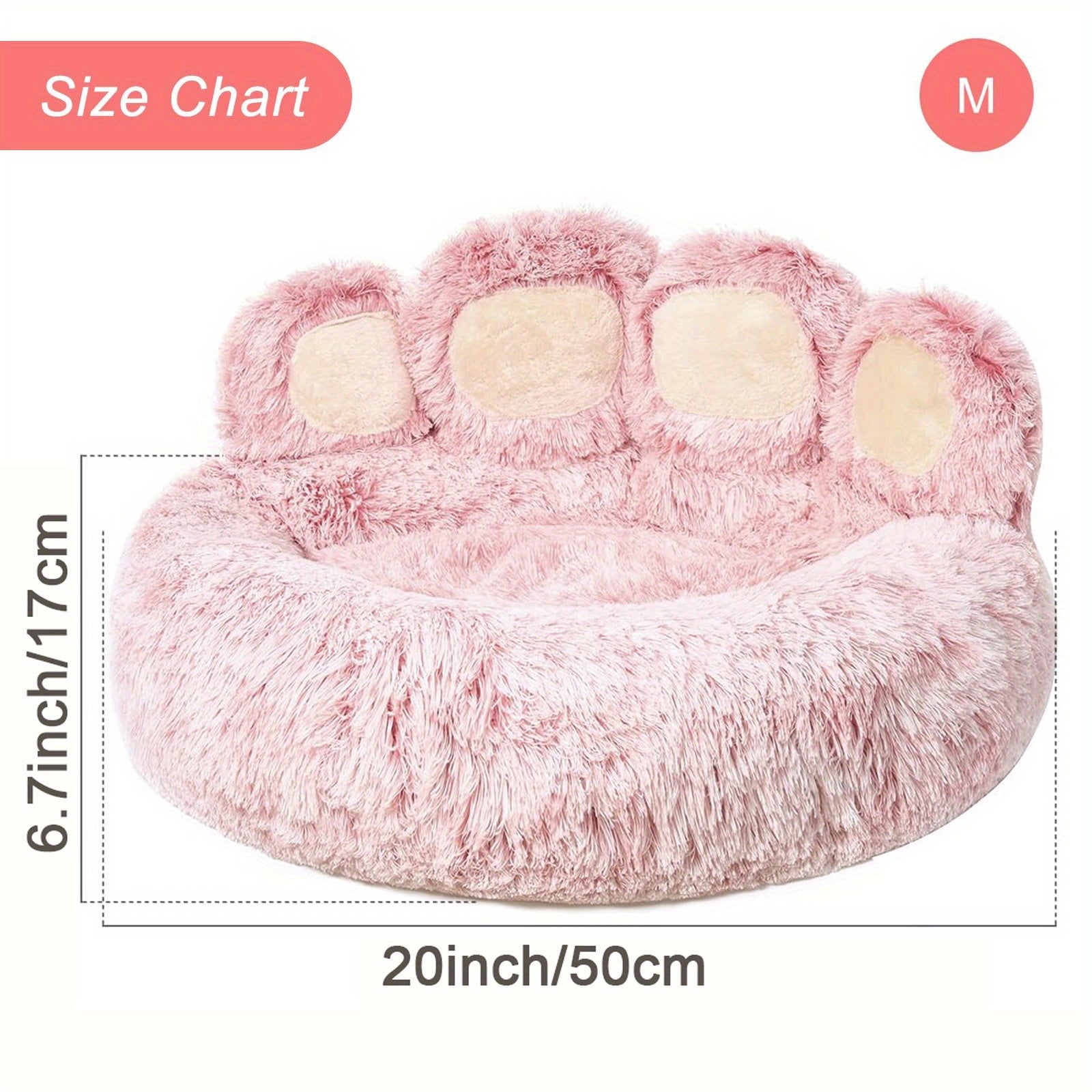 Upgraded Donut Dog Bed with Standing Paw - Plush Pink Pet Bed, Non-Slip Base, for Small/Medium Dogs & Cats - Cozy Cushioned Bed for Joint Support & Posture - Ideal for Poodles, Chihuahuas, Shih Tzus - Easy-Clean Indoor/Outdoor Use, Stylish Pet Furniture,
