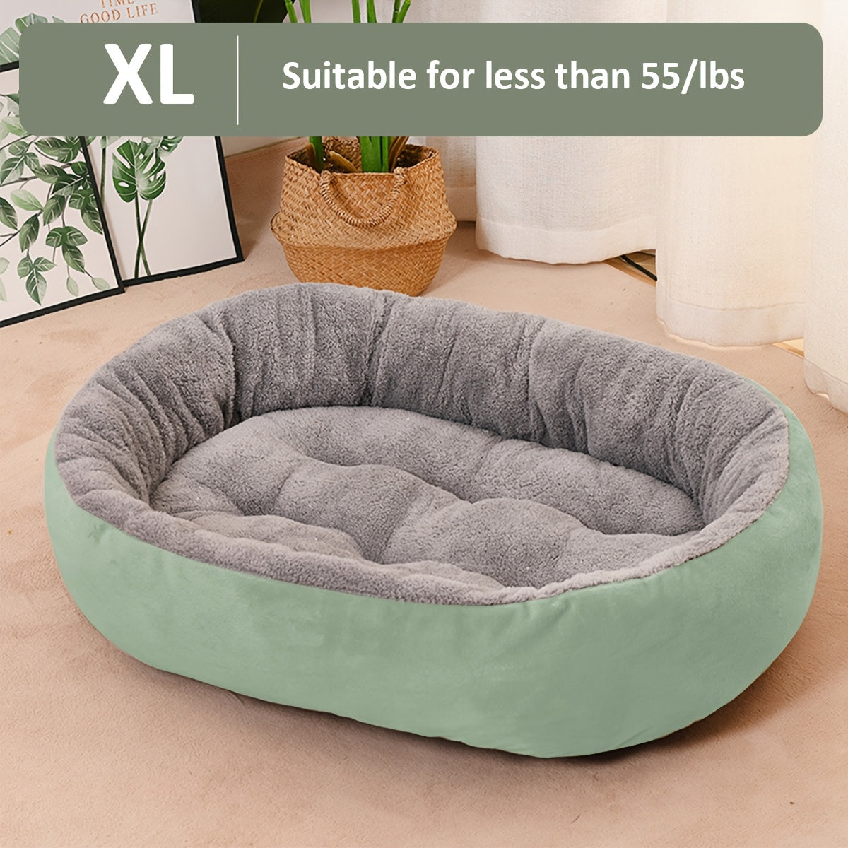 Cozy Plush Polypropylene 1pc Oval Pet Bed - Warm Dog Resting Pad for Extra Small to Medium Breeds - Non-Assembled
