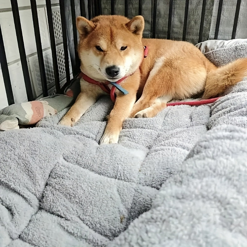 Extra Large Plush Dog Bed Sofa Cat Nest Dog Cage Mat, Thickened Super Soft Polyester Pet Mat, Suitable for Small, Medium and Large Cats and Dogs - Cute Rectangular Sofa