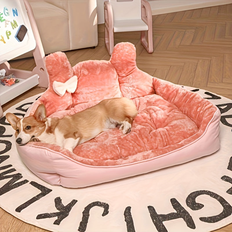Cozy Pet Bed - Plush Ear Design Kennel, Winter Warm Cat Mat, Sleeping Sofa for Cats & Dogs