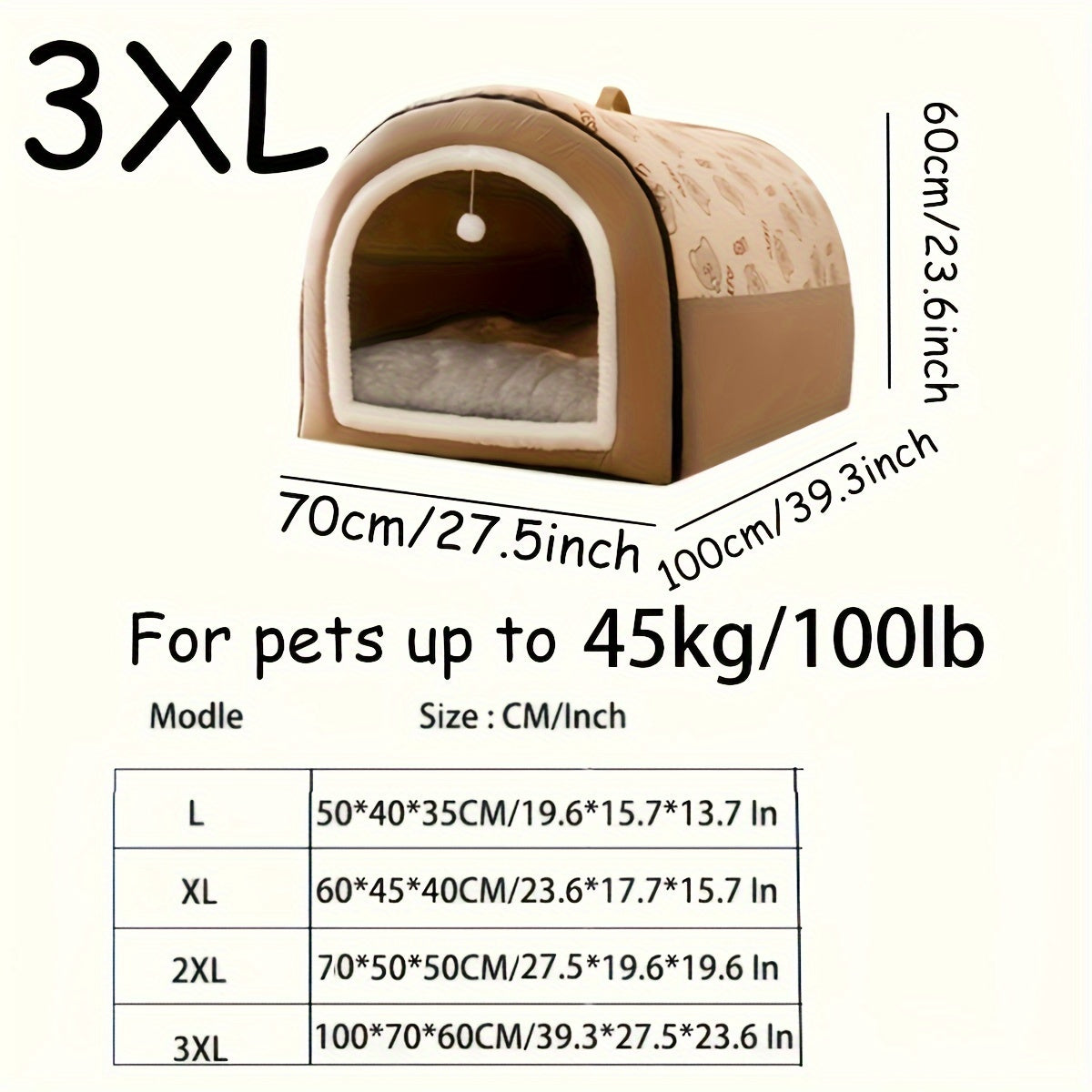 Whisker Haven Pet House - Soft, Warm, Washable, and Spacious Cozy Retreat for Cats and Small Dogs, Perfect for Golden Retrievers and Felines, with Plush Interior and Easy Assembly