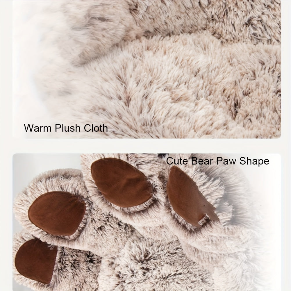 [Cozy | Plush] Soft Faux Fur Cozy Plush Paw-Shaped Pet Bed | Non-Slip Bottom, Warm and Comfortable Gray Round Sofa Bed | for Small to Medium Dogs and Cats, Winter Snuggling, Small Dog Bed