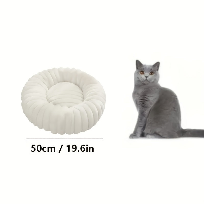 [Winter Warmth Pet Bed] Cozy Winter Warmth Luxurious Plush Round Pet Bed - Non-Slip Bottom, Polyester Fill, Ideal for Small to Large Breeds