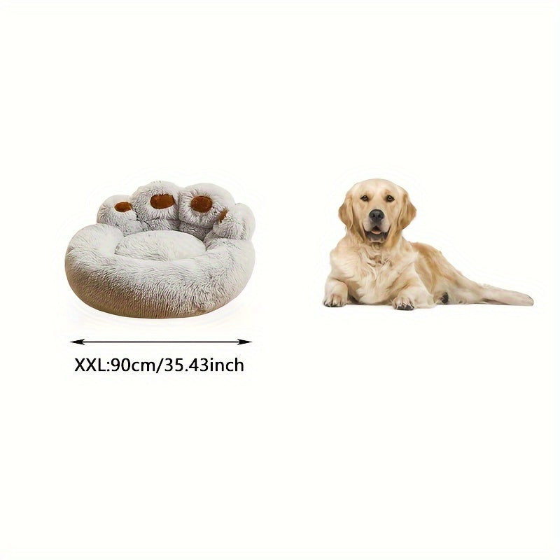 Ultra-Cozy Bear Paw Pet Bed - Luxurious Long Plush Dog Sleep Haven - Cloud-Soft Snuggle Cushion Sofa - Designed for Furry Friends - Adorable Bear Paw Shape