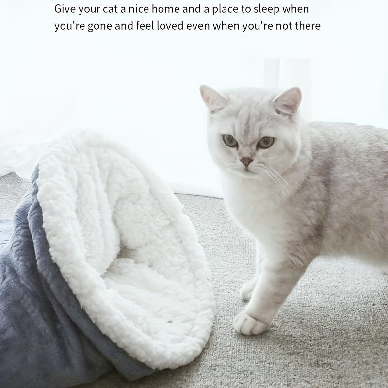 Cozy Flannel Warm Cat Bed - Cat Cave Bed for Indoor Cats, Sleeping, Relax, Play - Washable, Suitable for Small Cats, Christmas Gift