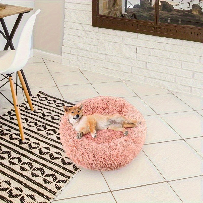 1pc Winter Warm Cat & Dog Bed - Soft Coral Fleece Round Pet Mattress with Plush Polyester Fill, Washable Cozy Bed for Small/Medium Pets, Soothing Comfort for Cats & Dogs, Durable & Easy-Clean Design, Pet Beds for Cats, Cat Warming Bed, Dog Crate Bed Mat,