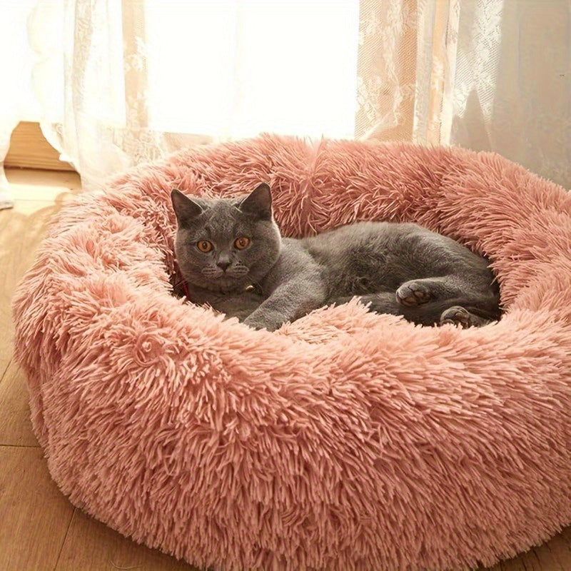 1pc Winter Warm Cat & Dog Bed - Soft Coral Fleece Round Pet Mattress with Plush Polyester Fill, Washable Cozy Bed for Small/Medium Pets, Soothing Comfort for Cats & Dogs, Durable & Easy-Clean Design, Pet Beds for Cats, Cat Warming Bed, Dog Crate Bed Mat,