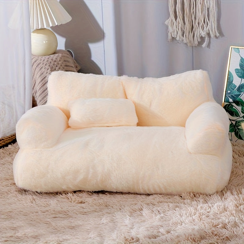 Gray Cat Sofa Bed - 21.65x14.96x7.87inch Detachable Polyester Pet Bed with Plush Cushion, Soft & Durable All-Season Indoor Cat Bed for Small Dogs & Cats, Cozy Home Decor, Cat Bed for Dogs, Cozy Pet Furniture, Modern Pet Furniture, Durable Pet Furniture