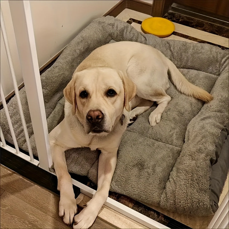 [Soft Dog Bed Sofa] Ultra Soft Extra Large Plush Dog Bed Sofa, 8-Grid Thick Polyester Pet Sofa with Non-Slip Bottom | Light Grey with White Trim, Suitable for All Sizes of Cats and Dogs, Comfortable Rectangular Sofa for Small to Large Dogs and Cats