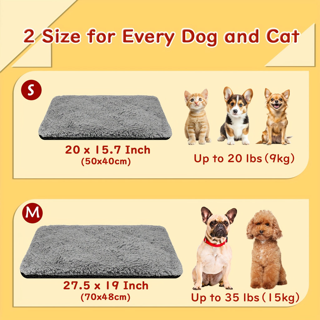 [Super Soft] Self Warming Pet Bed Mat - Super Soft, Thermal, Washable, Anti-Slip - For Small Medium Cats Dogs Puppy Kitten Indoor Outdoor