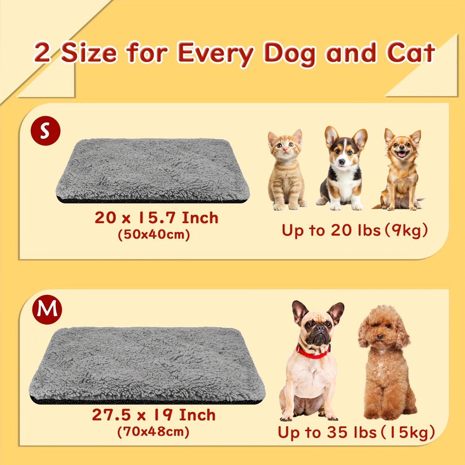 [Super Soft] Self Warming Pet Bed Mat - Super Soft, Thermal, Washable, Anti-Slip - For Small Medium Cats Dogs Puppy Kitten Indoor Outdoor
