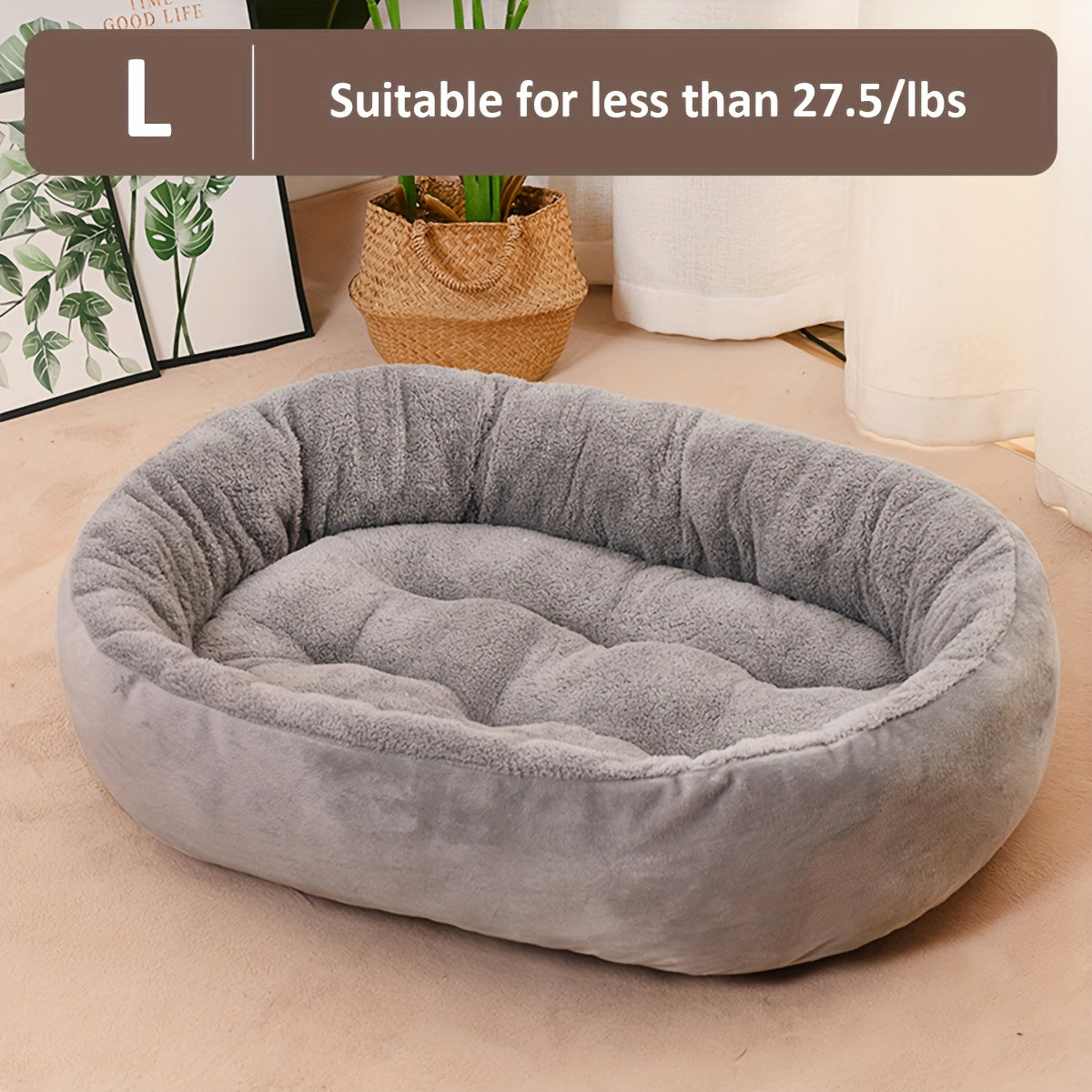 Oval Pet Bed - Soft Warm Polyester Dog Bed with Plush Cushioned Interior, Non-Slip Bottom - All-Season Cozy Bedding for Small to Medium Dogs & Cats, Lightweight & Portable Indoor/Outdoor Use - Easy-Clean Pet Bed for Home, Travel, or Gifting - Ideal for