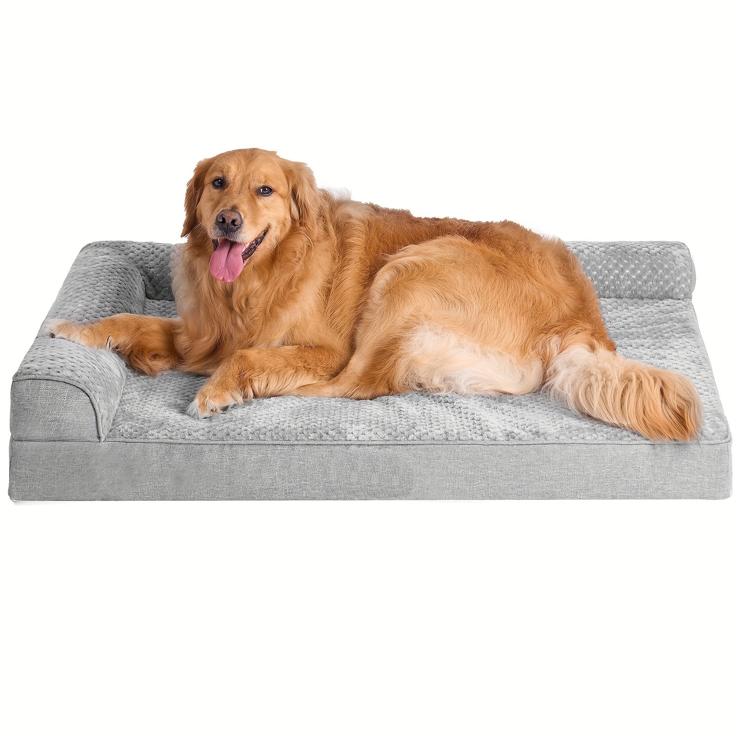 Orthopedic Dog Bed for Winter Warmth - Plush Gray Polyester Pet Bed with Ergonomic Support, Durable Rectangular Design for Medium, Large, Small & Extra-Small Breeds, Pet Winter Bed, Plush Pet Sofa, Ergonomic Pet Sofa