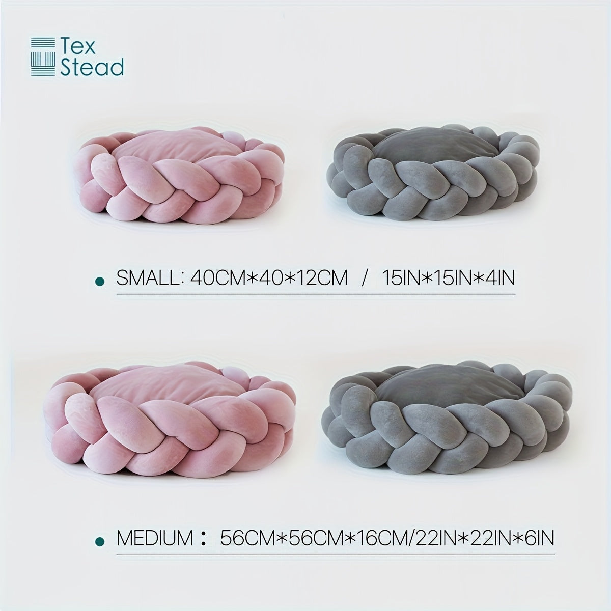 Handmade Round Pet Bed - Extra Large 22-Inch Detachable Cushion, Soft Polyester Fabric Bed for Cats, Dogs, Kittens - Easy-Clean Indoor/Outdoor Bed in Pink & Gray - Vintage Home Decor for Large Breeds, Bed for Dog, Cozy Design, Durable Construction