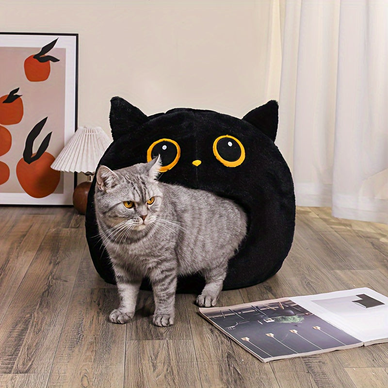 [Cozy Cartoon Pet Bed] Soft Cozy Cartoon Animal Pet Bed - Comfortable Sponge Nest for Small to Medium Cats & Dogs, All-Season Cat Kennel