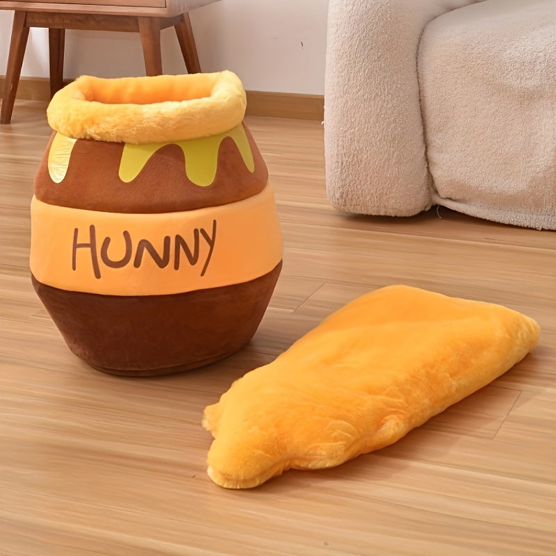 [Cozy Cat Bed] Cozy Winter 1pc Honey Pot Shaped Cat Bed | Removable Washable Thick PP Pads, Contemporary Style Durable Soft Cat Nest for Indoor Cats, Perfect Gift for Pet Lovers