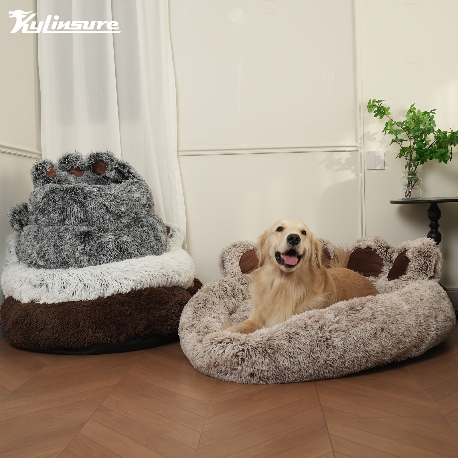 Cute Bear Paw Shaped Dog Bed And Cat Bed, Calm Donut Dog Bed, Warm And Comfortable Soft Dog Round Bed, Plush Dog And Cat Mattress Bed. Give Your Youngsters A Warm And Comfortable Mattress!