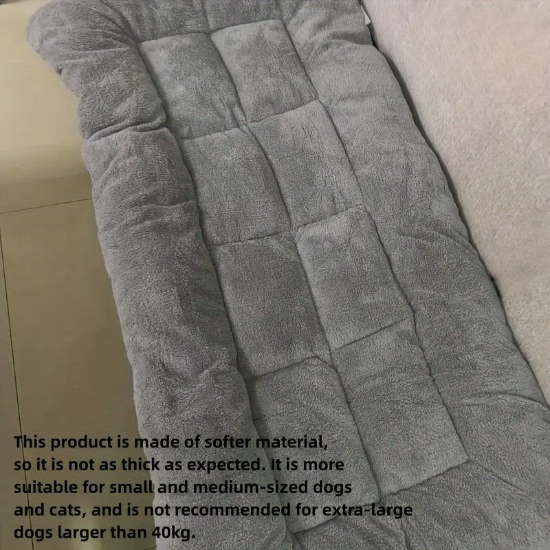 [Soft Dog Bed Sofa] Ultra Soft Extra Large Plush Dog Bed Sofa, 8-Grid Thick Polyester Pet Sofa with Non-Slip Bottom | Light Grey with White Trim, Suitable for All Sizes of Cats and Dogs, Comfortable Rectangular Sofa for Small to Large Dogs and Cats