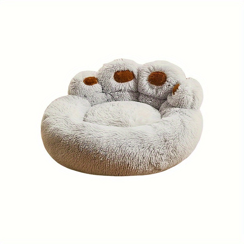 Ultra-Cozy Bear Paw Pet Bed - Luxurious Long Plush Dog Sleep Haven - Cloud-Soft Snuggle Cushion Sofa - Designed for Furry Friends - Adorable Bear Paw Shape