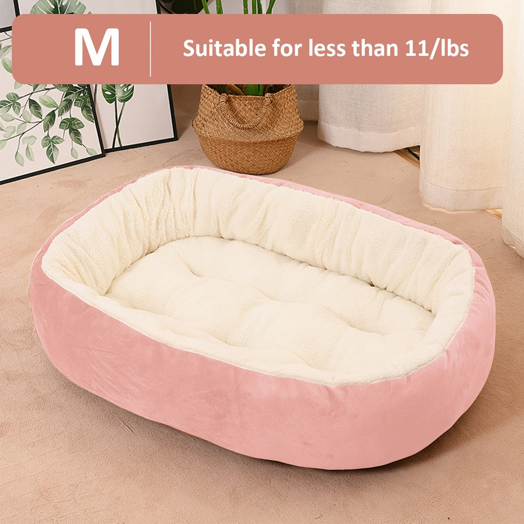 Cozy Plush Polypropylene 1pc Oval Pet Bed - Warm Dog Resting Pad for Extra Small to Medium Breeds - Non-Assembled