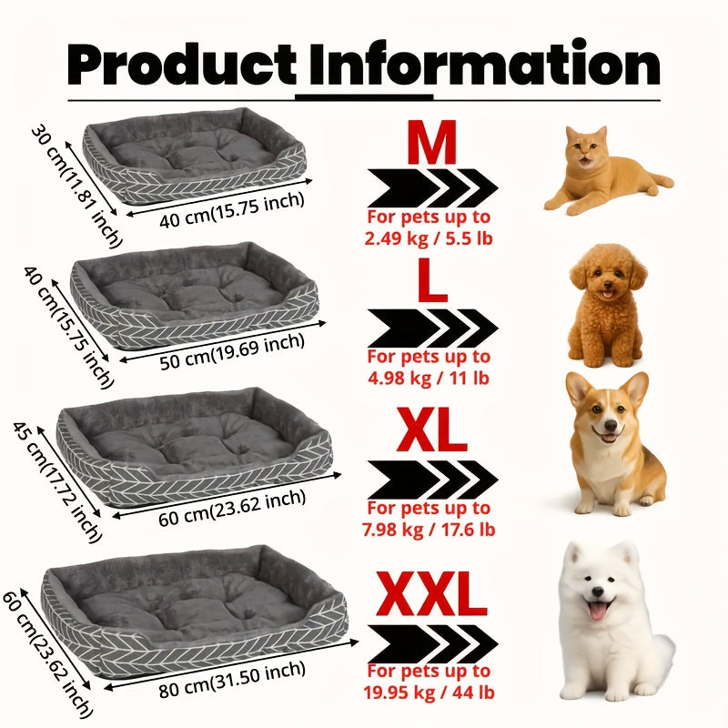 4 size options available. Ultra-soft and comfortable plush dog bed, made of plush polyester fiber. A winter warm pet sofa, suitable for dogs from extra-small to large breeds. No-assembly required warm thick mat for cats and dogs.
