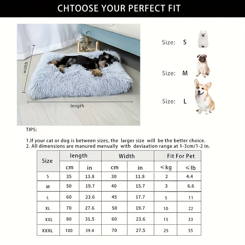 [Cozy Pet Bed] Extra Large Plush-Lined Dog Bed and Cat Mat - 1pc Thick, Comfortable & Warm Polyester Pet Bedding, Easy to Remove & Washable, Suitable for All Breeds and Sizes, Durable Pet Furniture, Cozy Pet Accessories