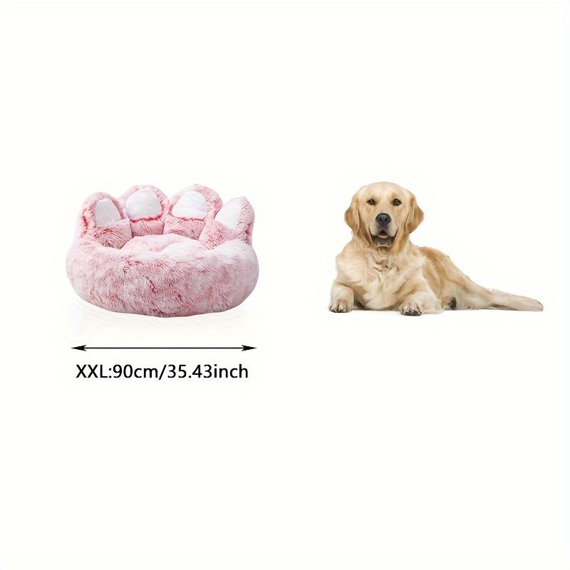 Ultra-Cozy Bear Paw Pet Bed - Luxurious Long Plush Dog Sleep Haven - Cloud-Soft Snuggle Cushion Sofa - Designed for Furry Friends - Adorable Bear Paw Shape
